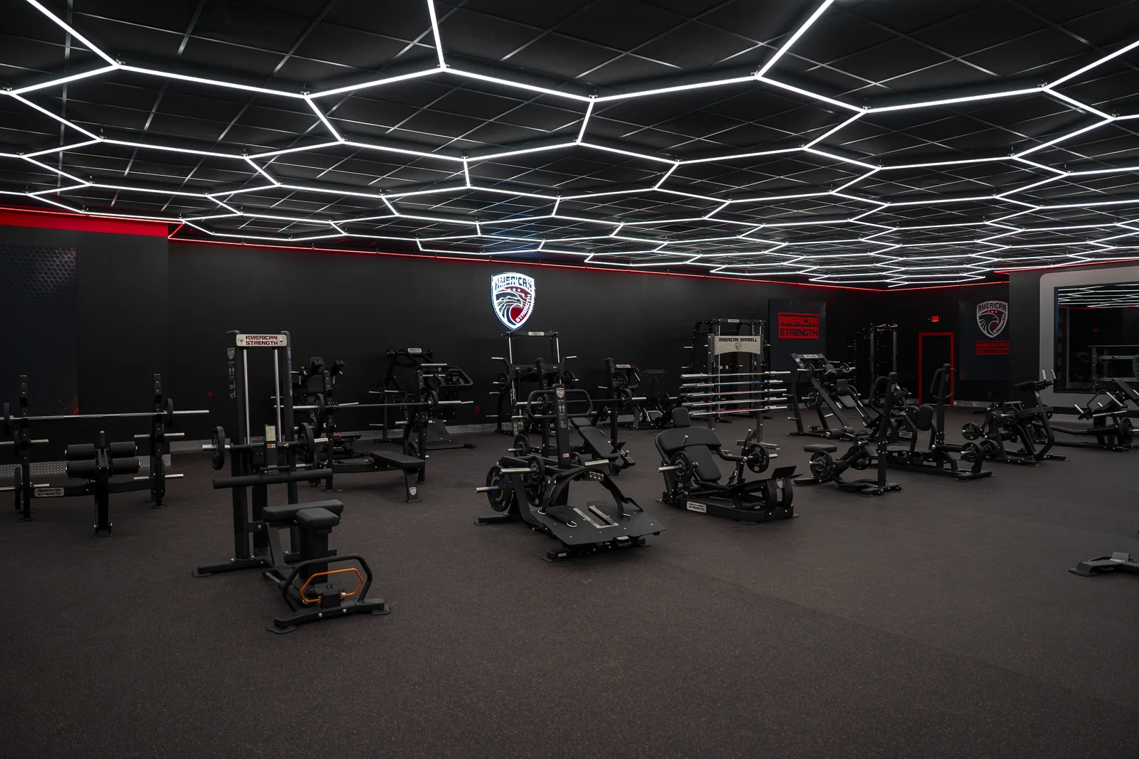 American Strength showroom with strength machines and organized training zones